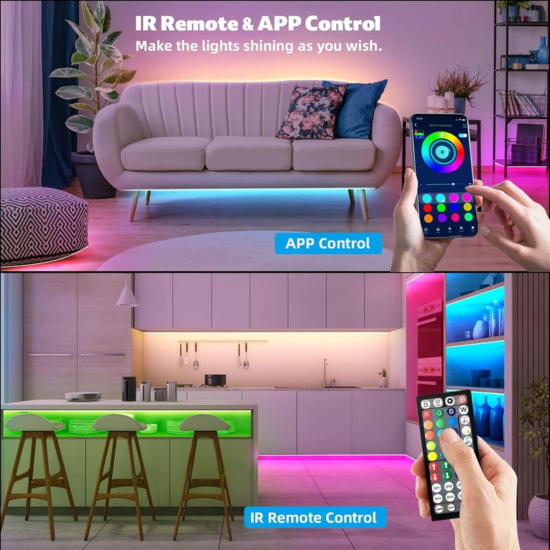 ZOZOO 100ft Led Lights for Bedroom(2 Rolls of 50ft), Smart RGB Led Strip Lights with 44-Key Remote & APP Control Music Sync with Color Changing for Home Party Festival Decoration - Image 5